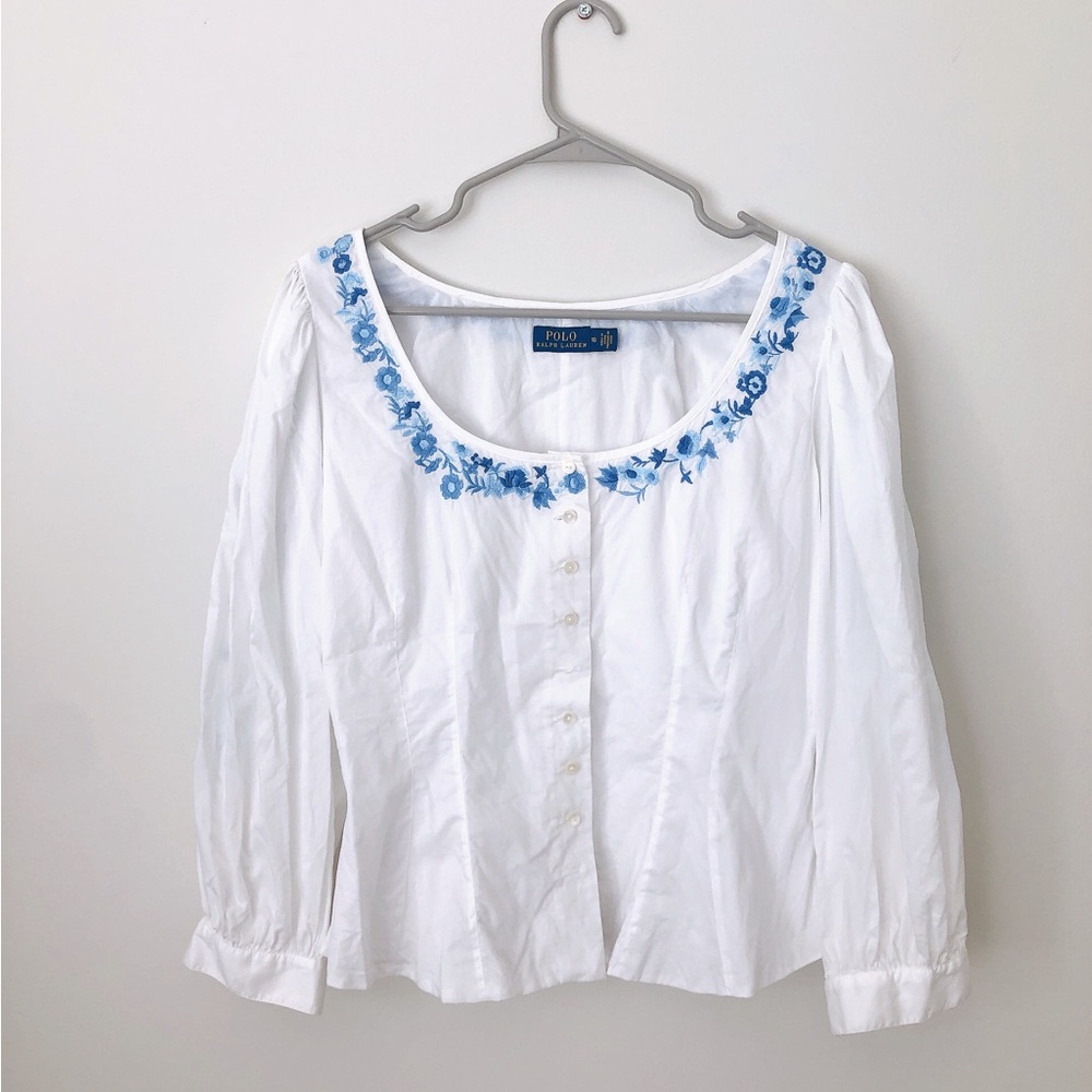 Floral Embroidered Cotton Corset Top